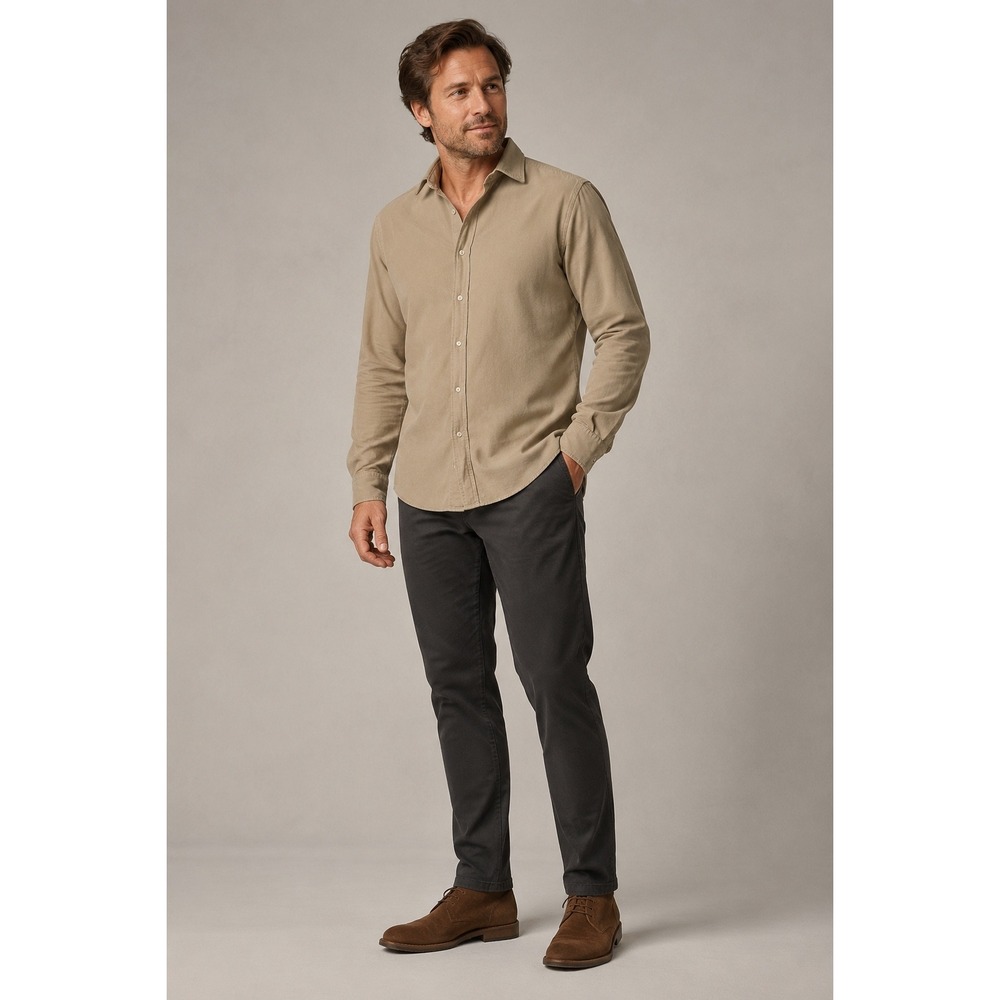 Massimo Dutti Tan Corduroy Button Down Shirt Mens XL Old Money Minimalist Boho
